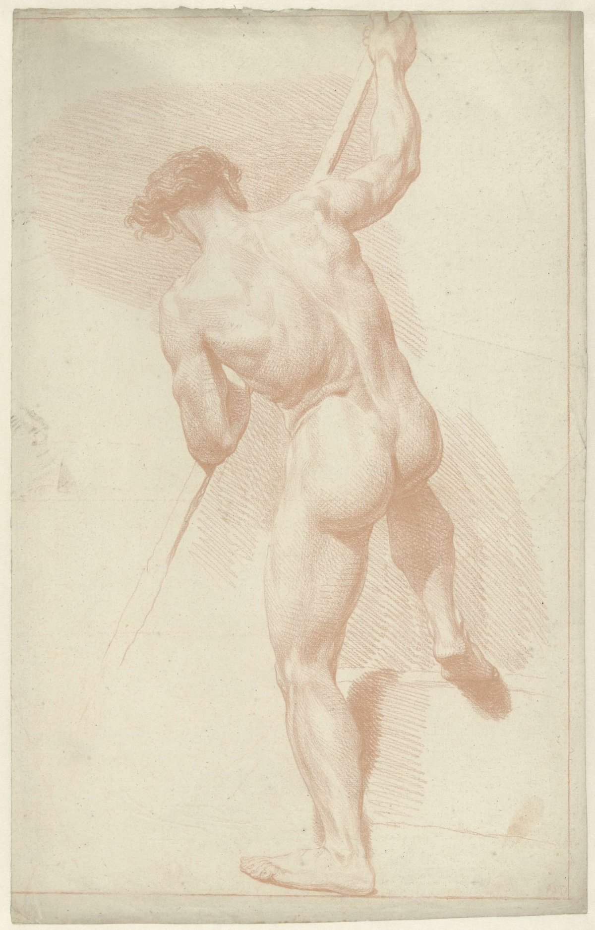 Male nude, standing, viewed from the back, Louis Fabritius Dubourg, 1703 - 1775