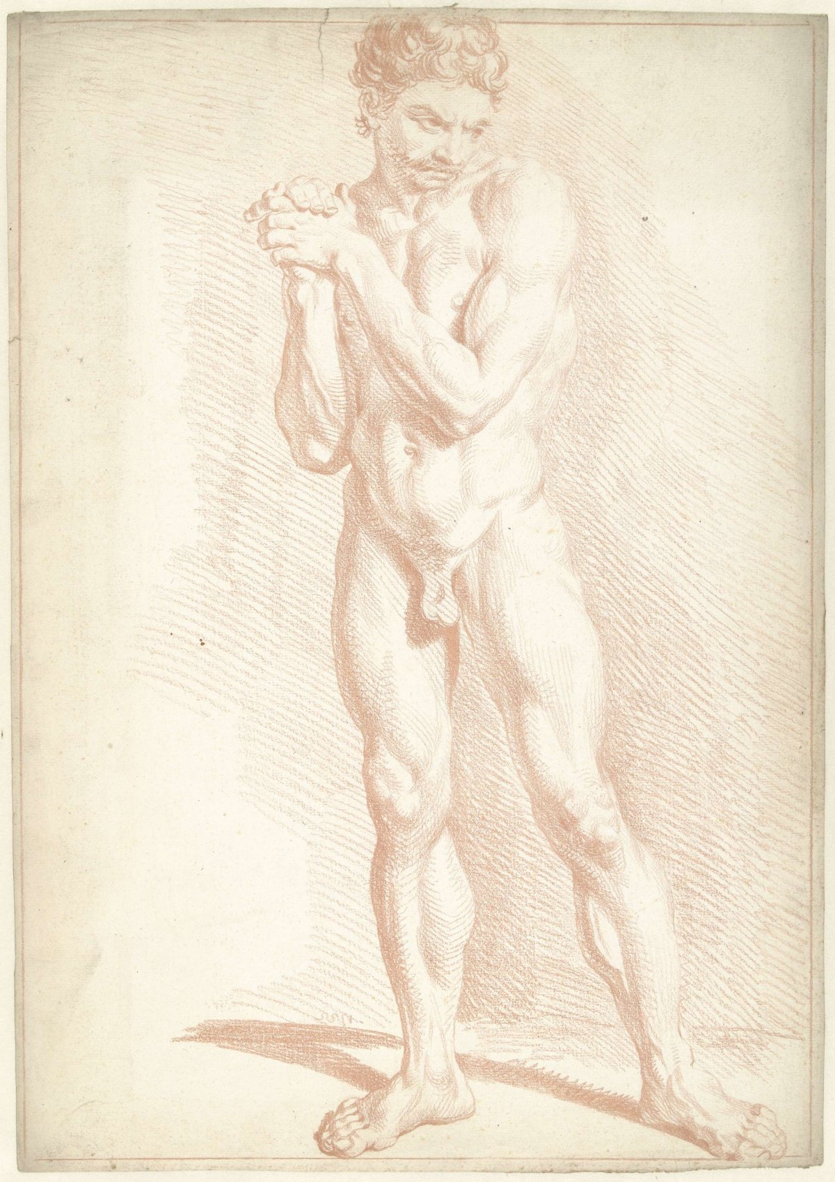 Mannelijk naakt, staand, Louis Fabritius Dubourg, 1703 - 1775
