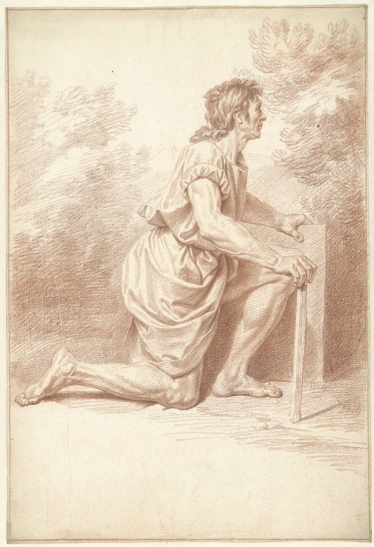 Kneeling man, to the right, Louis Fabritius Dubourg, 1719