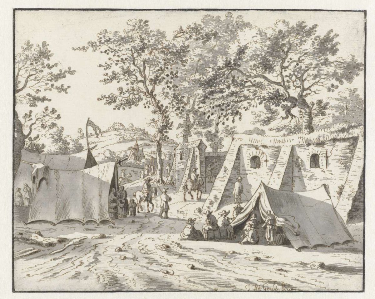 View of an Encampment of the Army of Willem III near Leuven, Josua de Grave, 1675