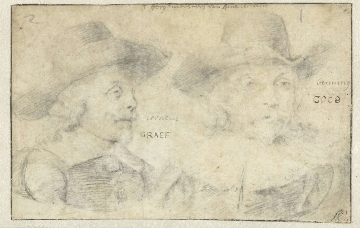 Portraits of Cornelis de Graeff and Frans Banningh Cocq, anonymous, 1642 - 1700