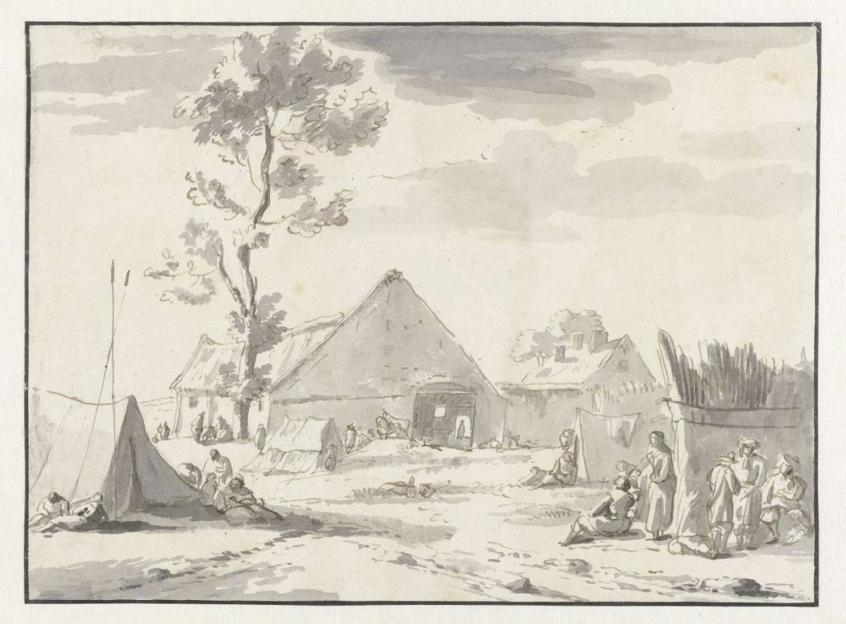 Encampment of the Army of Willem III near Binche, Aert Schouman, 1675