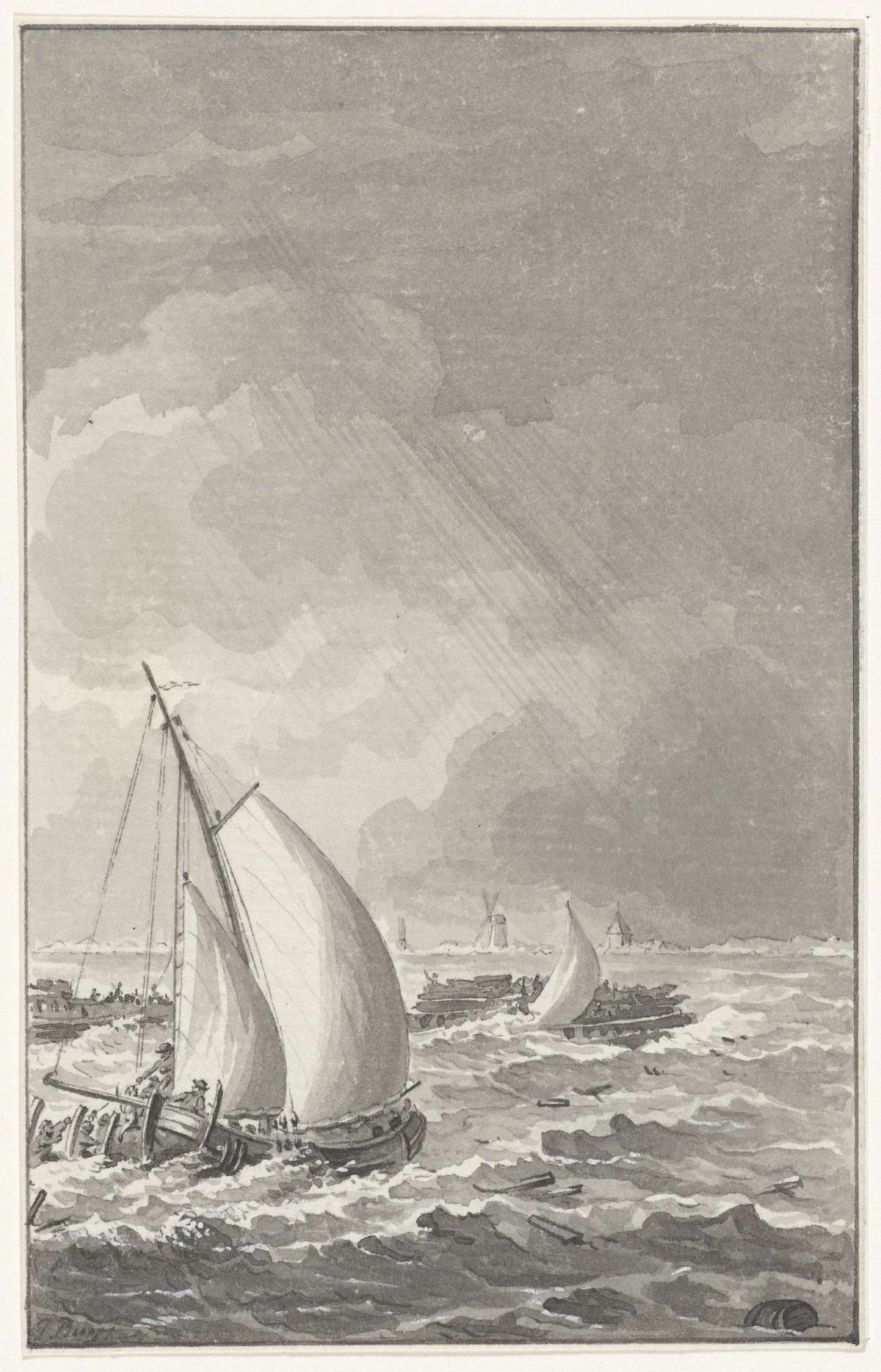 Naerebout brothers rescue the sailors of the Woestduin, 1779, Jacobus Buys, 1785 - 1787