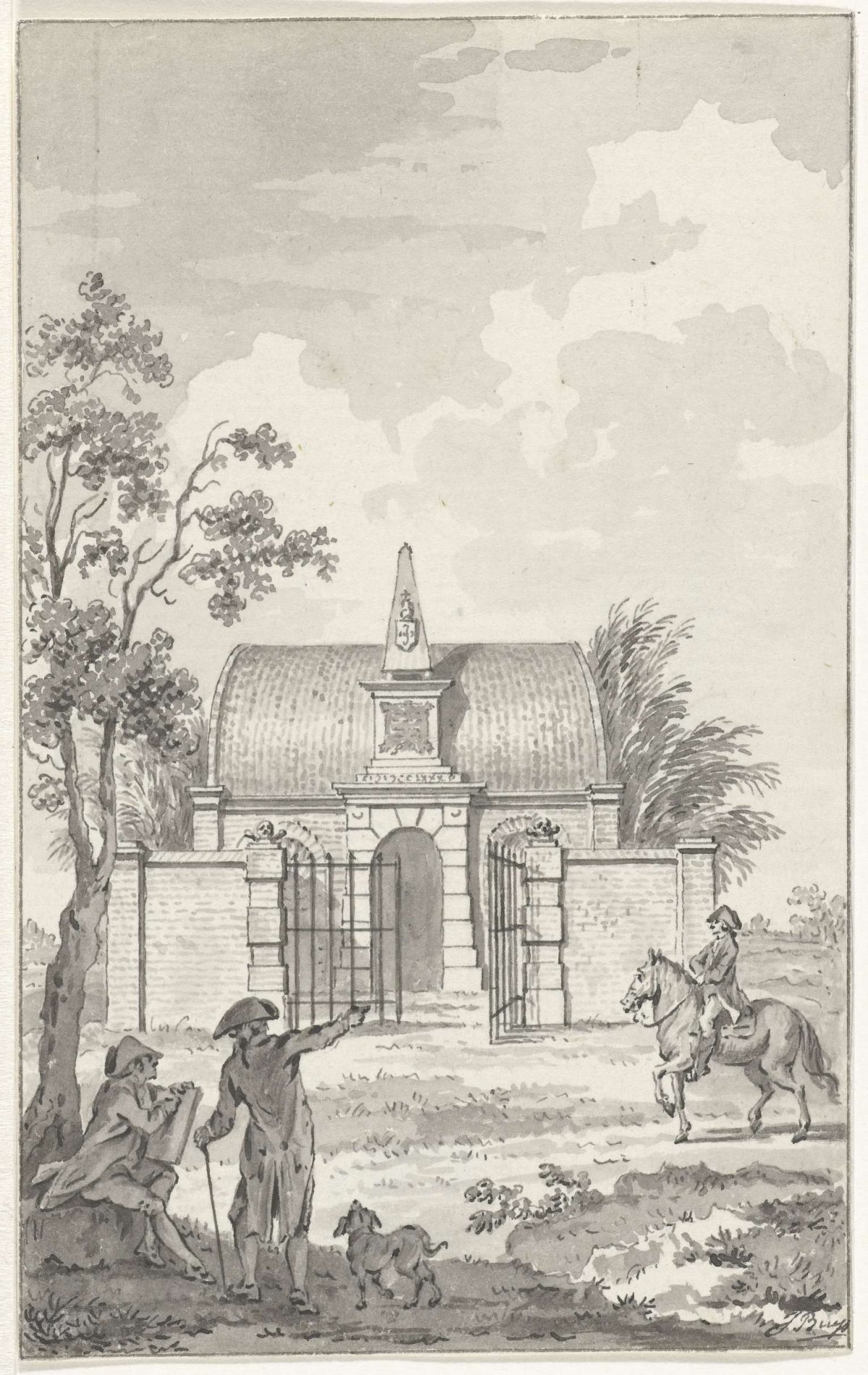 The cemetery in the Gorssel field near Zutphen for the van der Capellen family and Joan Derk van der Capellen tot den Pol, 1784-1785, Jacobus Buys, 1784 - 1785