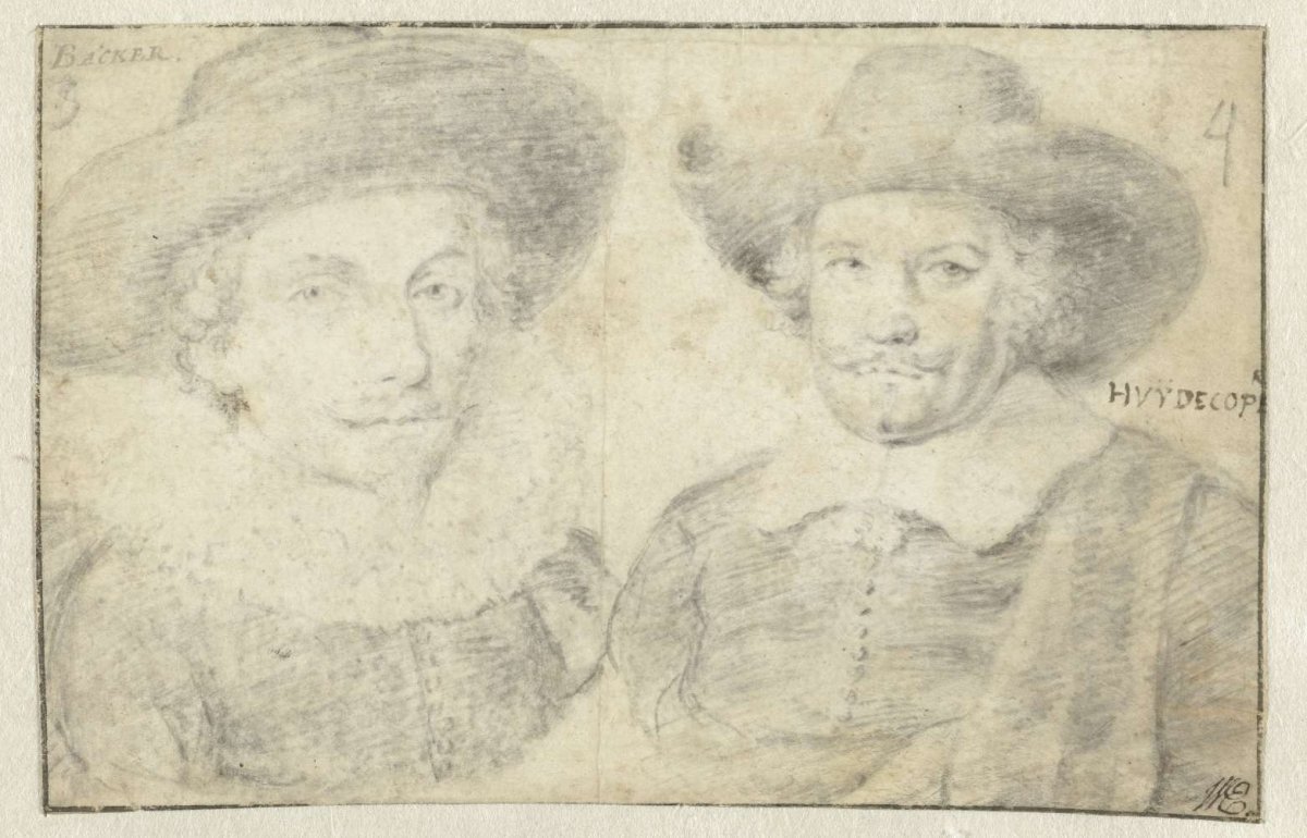 Portraits of Joris Backer and Jan Huydecoper van Maarseveen, anonymous, 1642 - 1700
