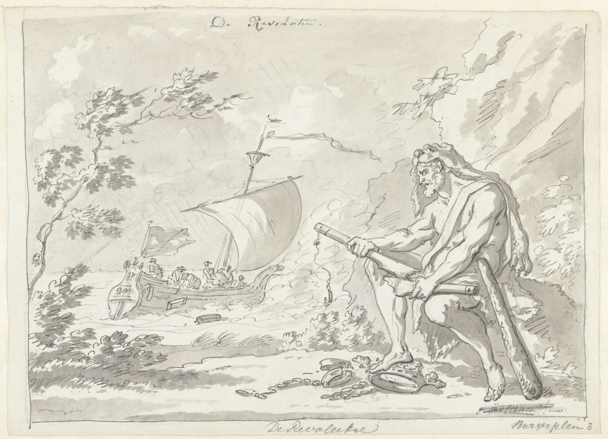 Revolution: Hercules breaks the yoke, Jan Bulthuis, 1795