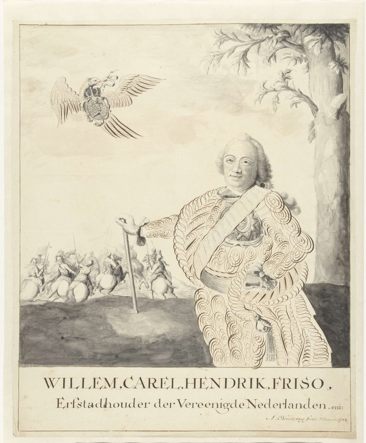 Portrait of William IV, Prince of Orange-Nassau, A. Buiteweg, 1754