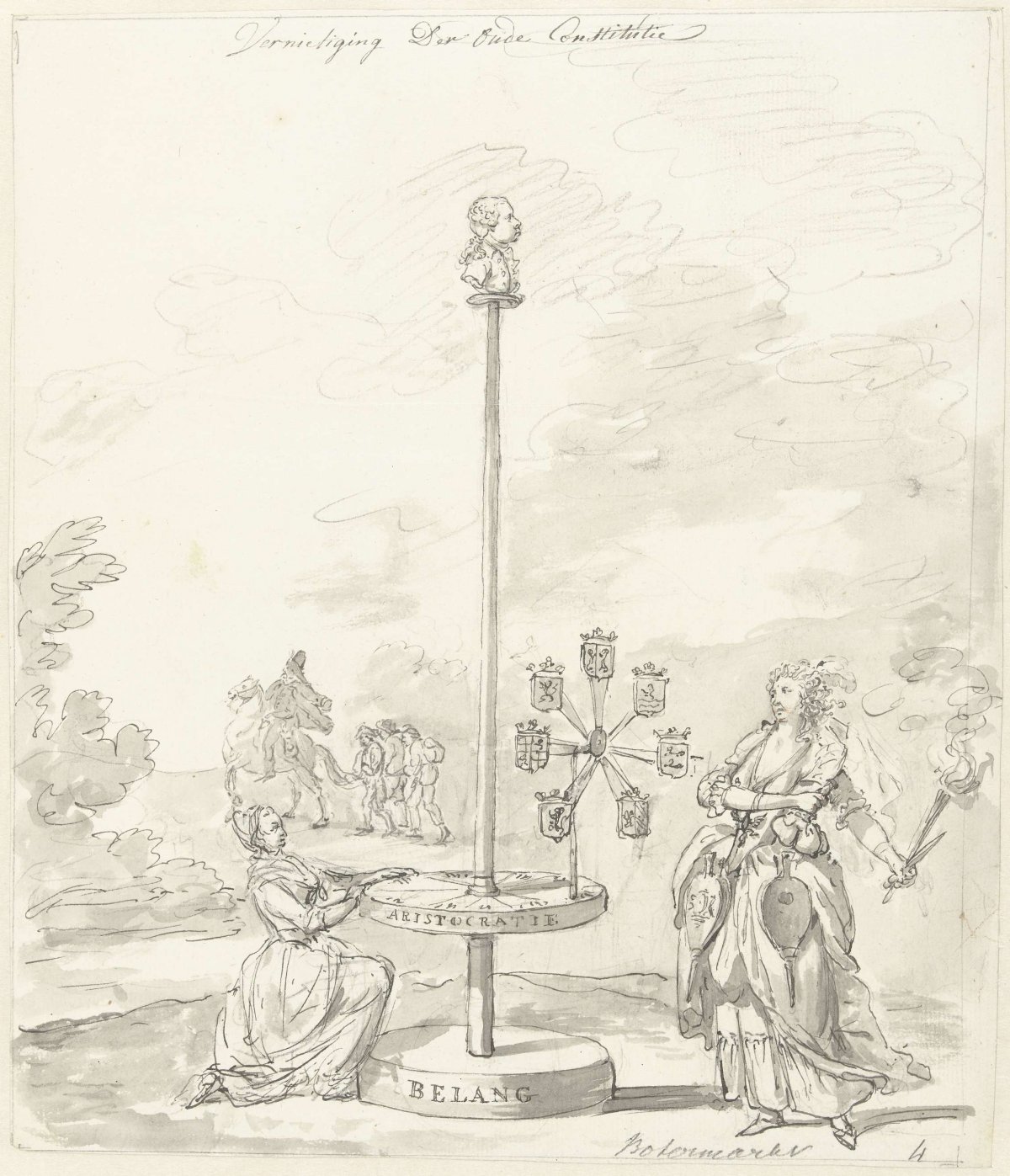 The Destruction of the Old Constitution, decoration on the Butter Market, 1795, anonymous, 1795