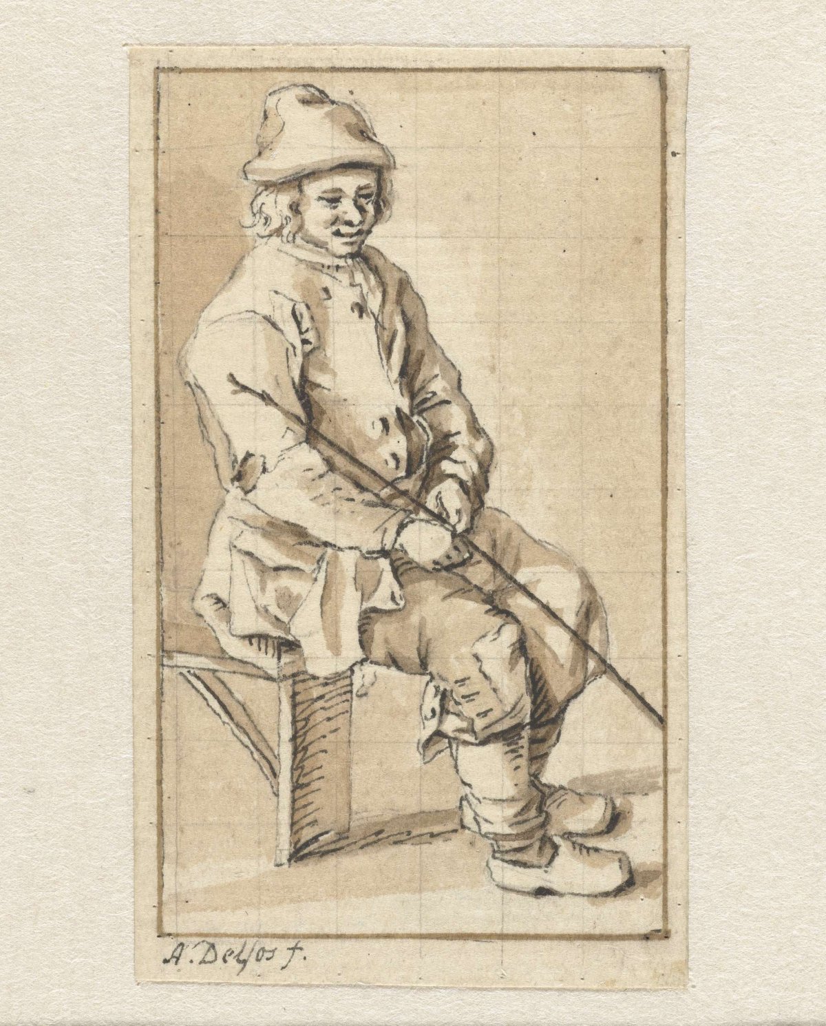 Seated man, Abraham Delfos, 1741 - 1820