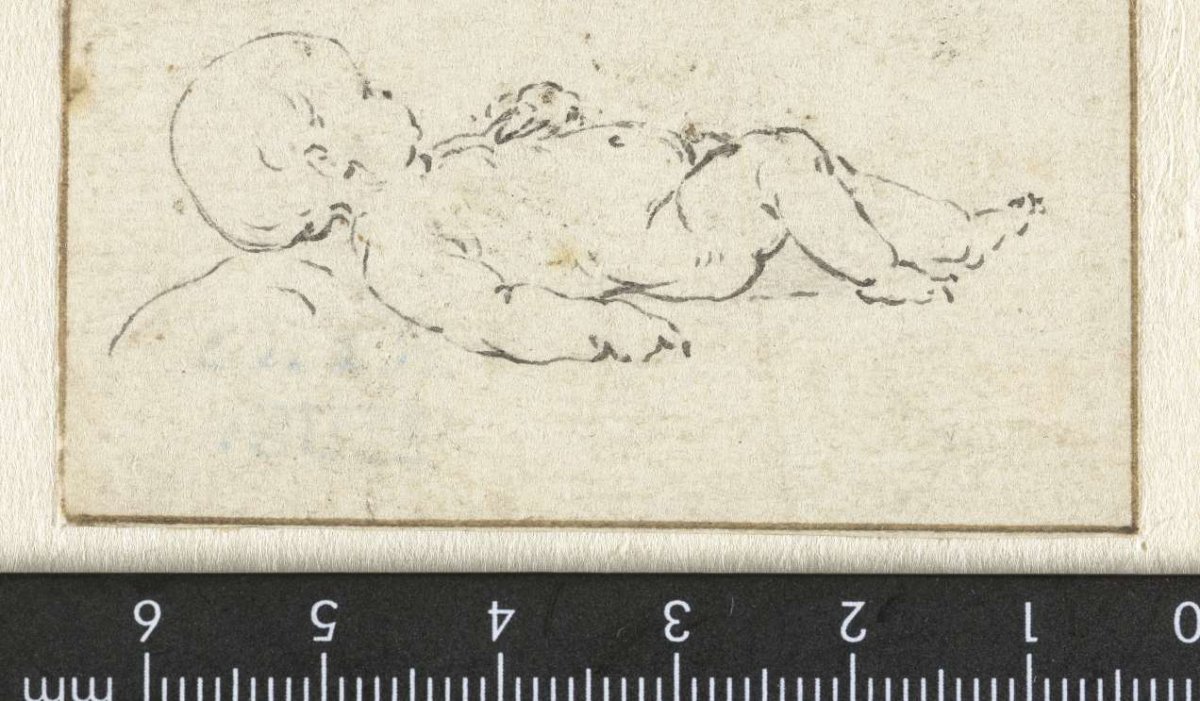 Child, lying on back, Abraham Delfos, 1741 - 1820