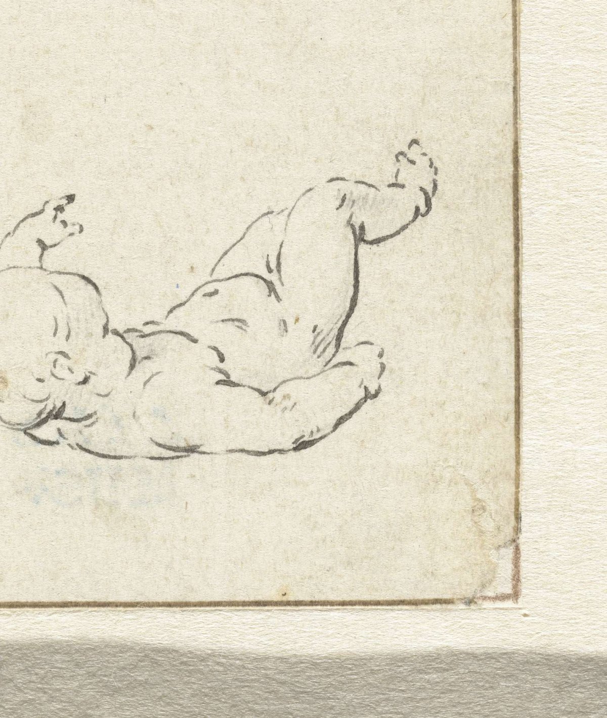 Child lying on back, legs raised, Abraham Delfos, 1741 - 1820