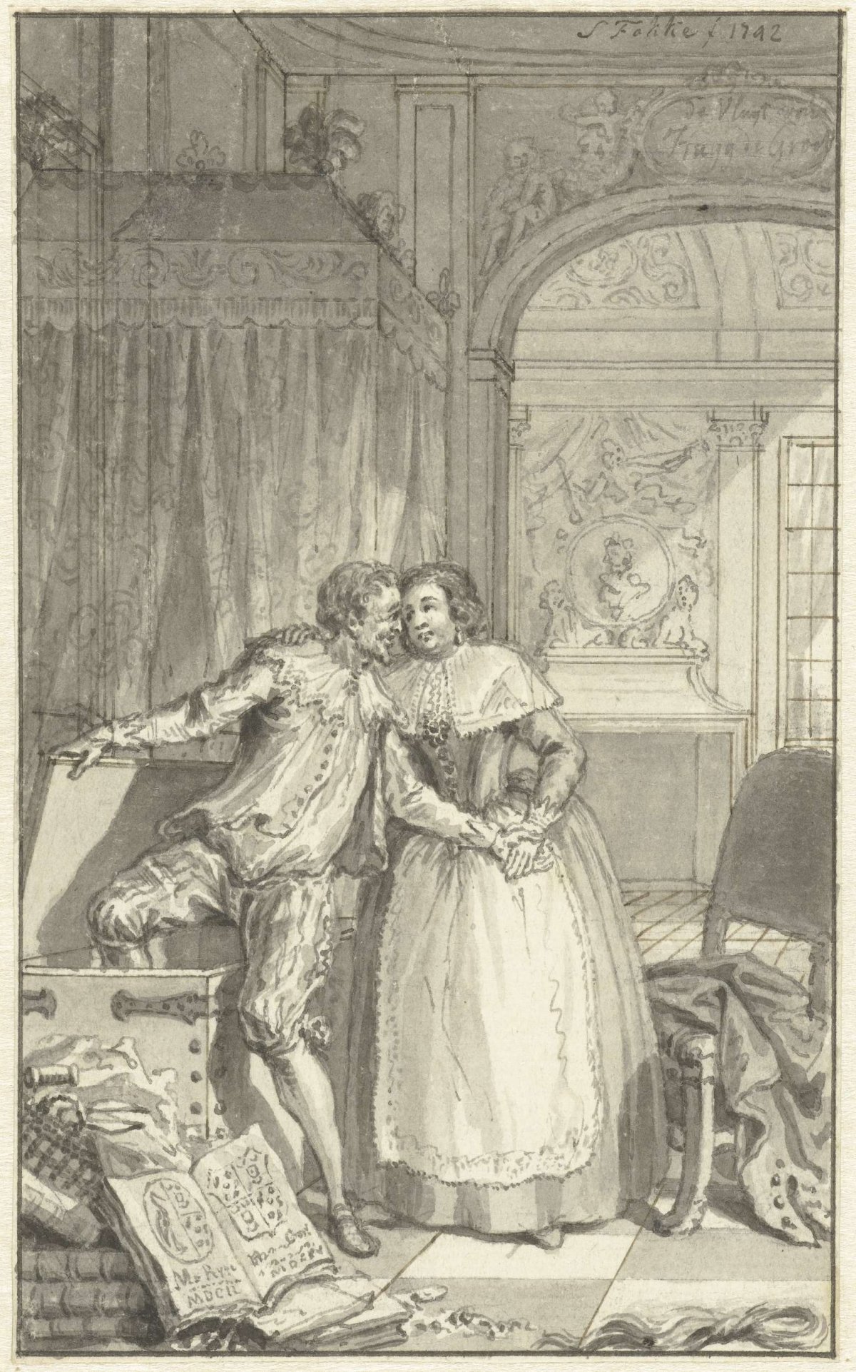 The flight of Hugo de Groot, 1621, Simon Fokke, 1742
