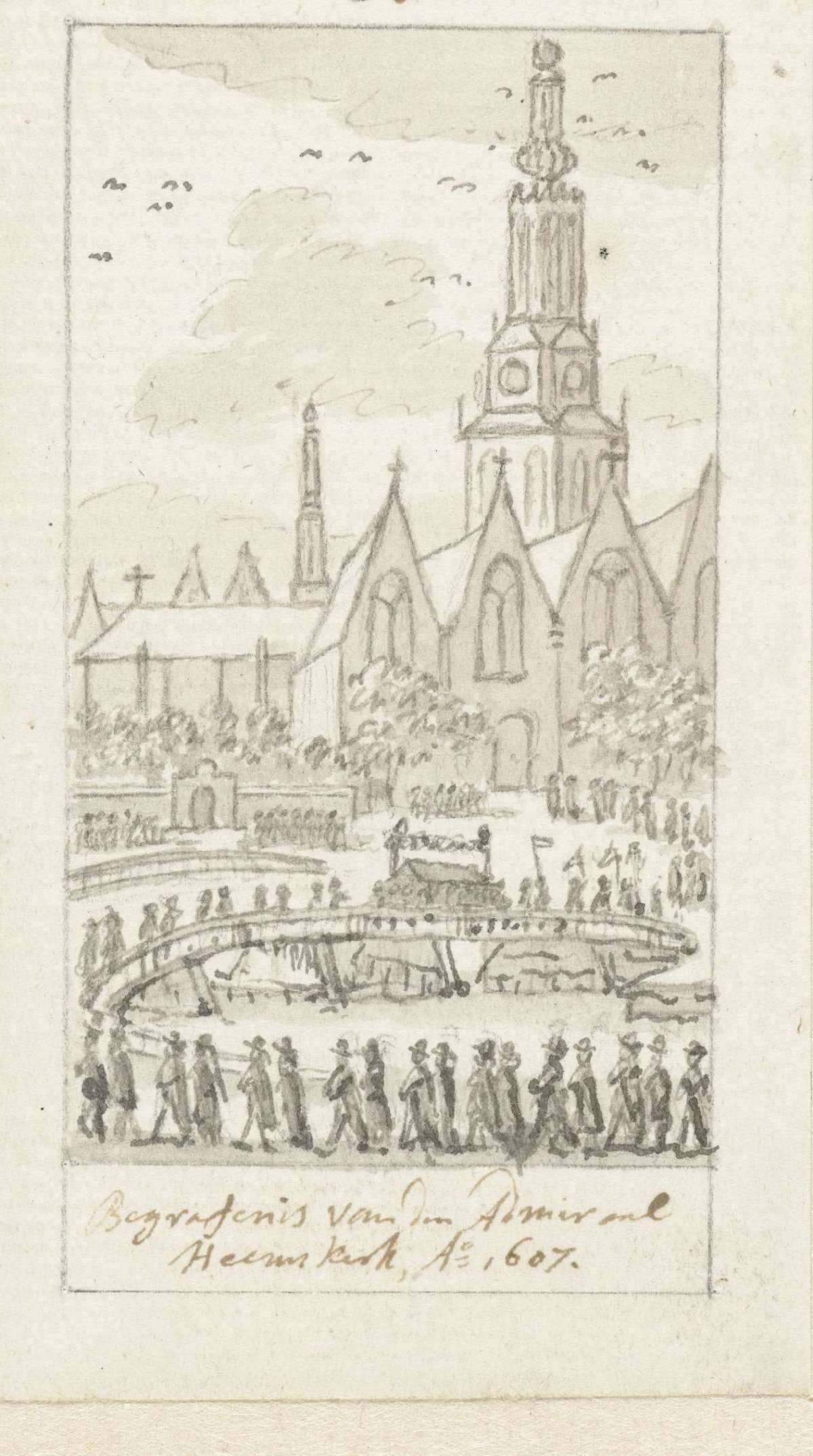 Burial of Jacob van Heemskerck in the Oude Kerk in Amsterdam, 1607, Simon Fokke, 1722 - 1784