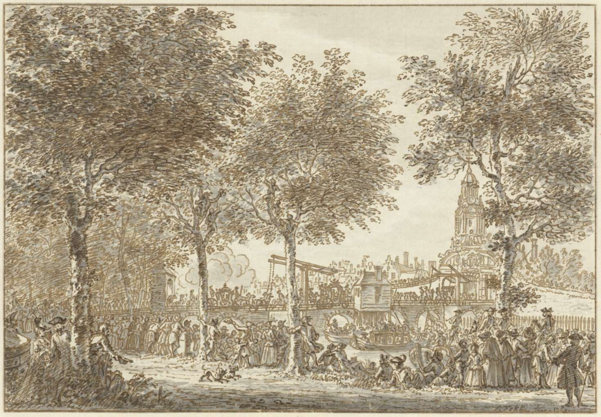 Arrival of William V and Wilhelmina of Prussia at the Haarlemmerpoort, 1768, Simon Fokke, 1768 - 1769