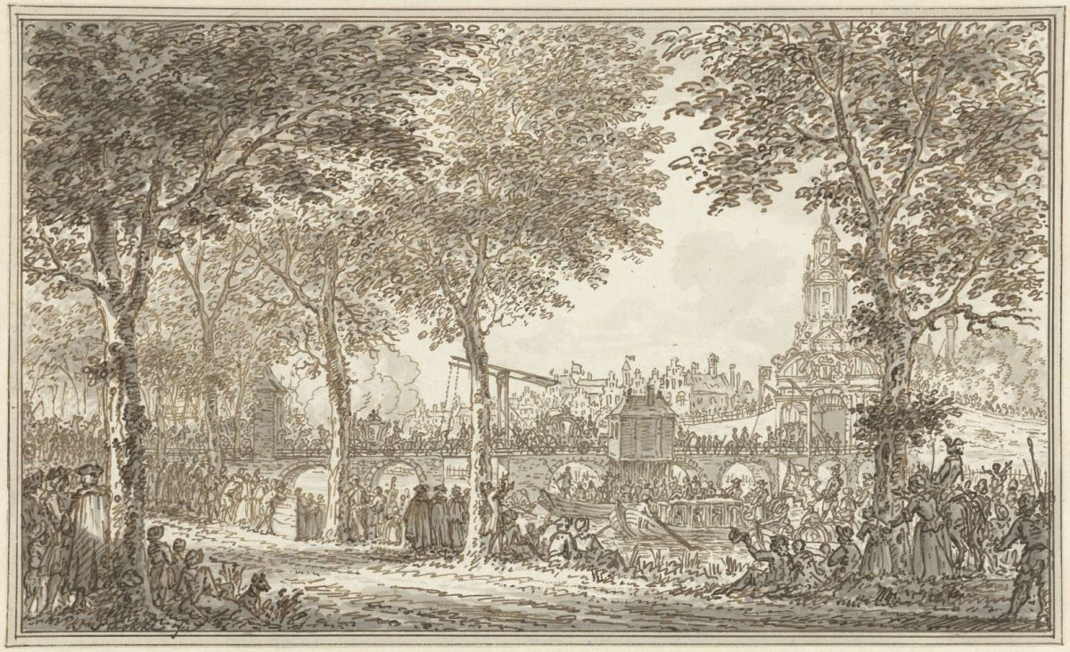 Arrival of William V and Wilhelmina of Prussia at the Haarlemmerpoort, 1768, Simon Fokke, 1768 - 1769