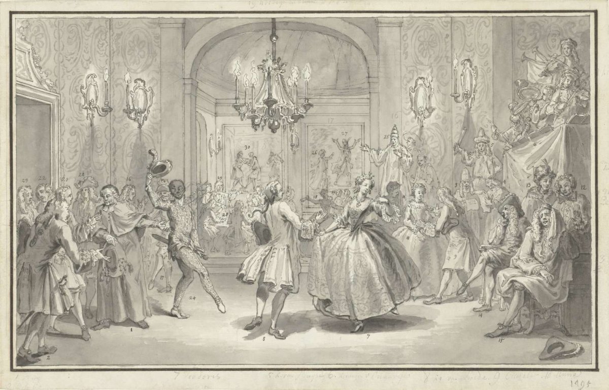 Ball of European Princes, 1742, Simon Fokke, 1740 - 1742