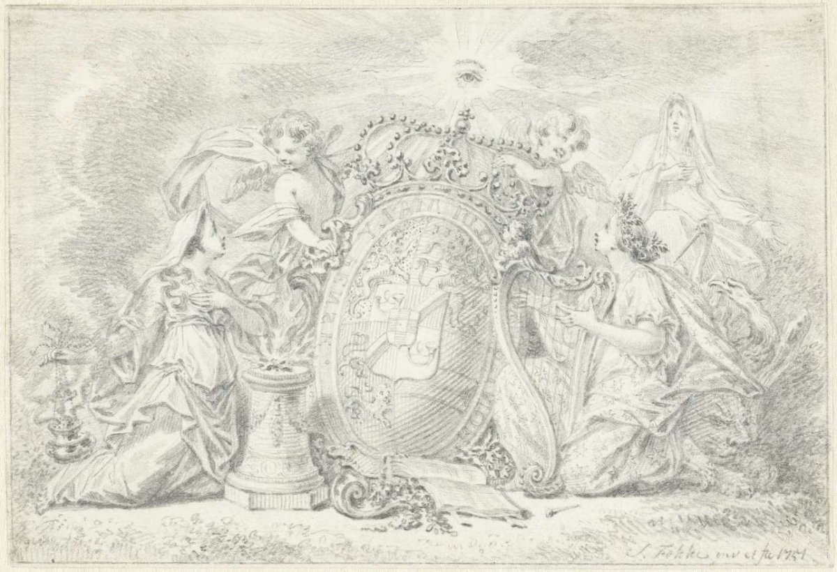 Glorification of the coat of arms of Prince William IV, Simon Fokke, 1751