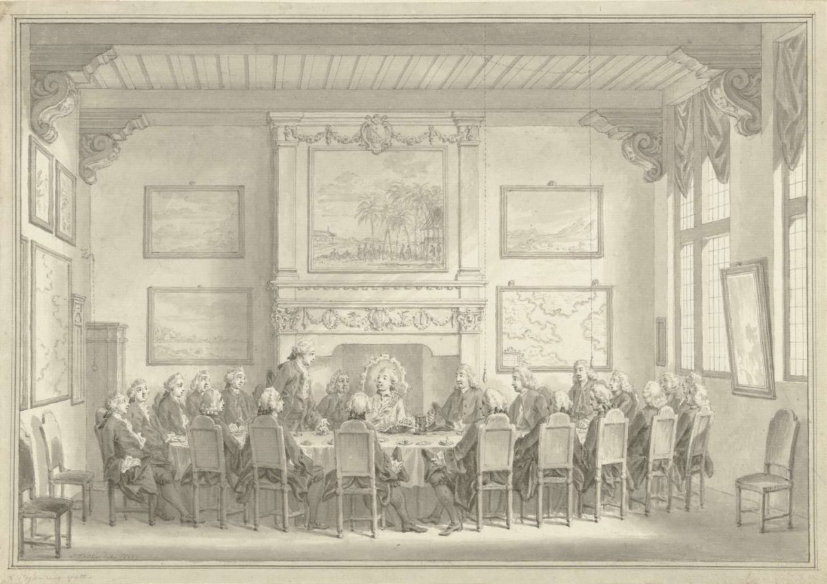 Seating of William V in the U.O.C., on his visit to Amsterdam in 1768, Simon Fokke, 1771