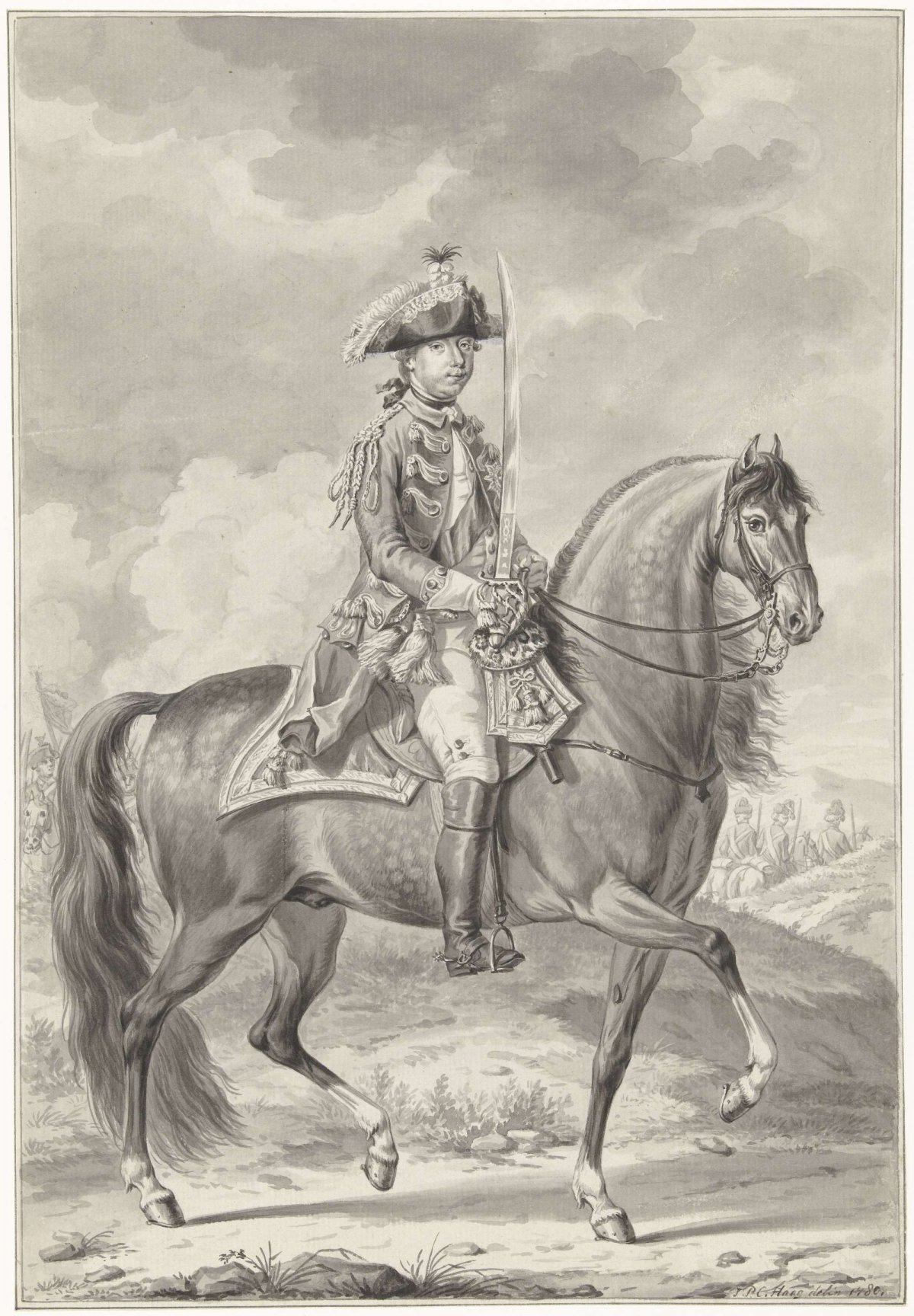 William V, prince of Orange-Nassau, on horseback, Tethart Philip Christian Haag, 1780