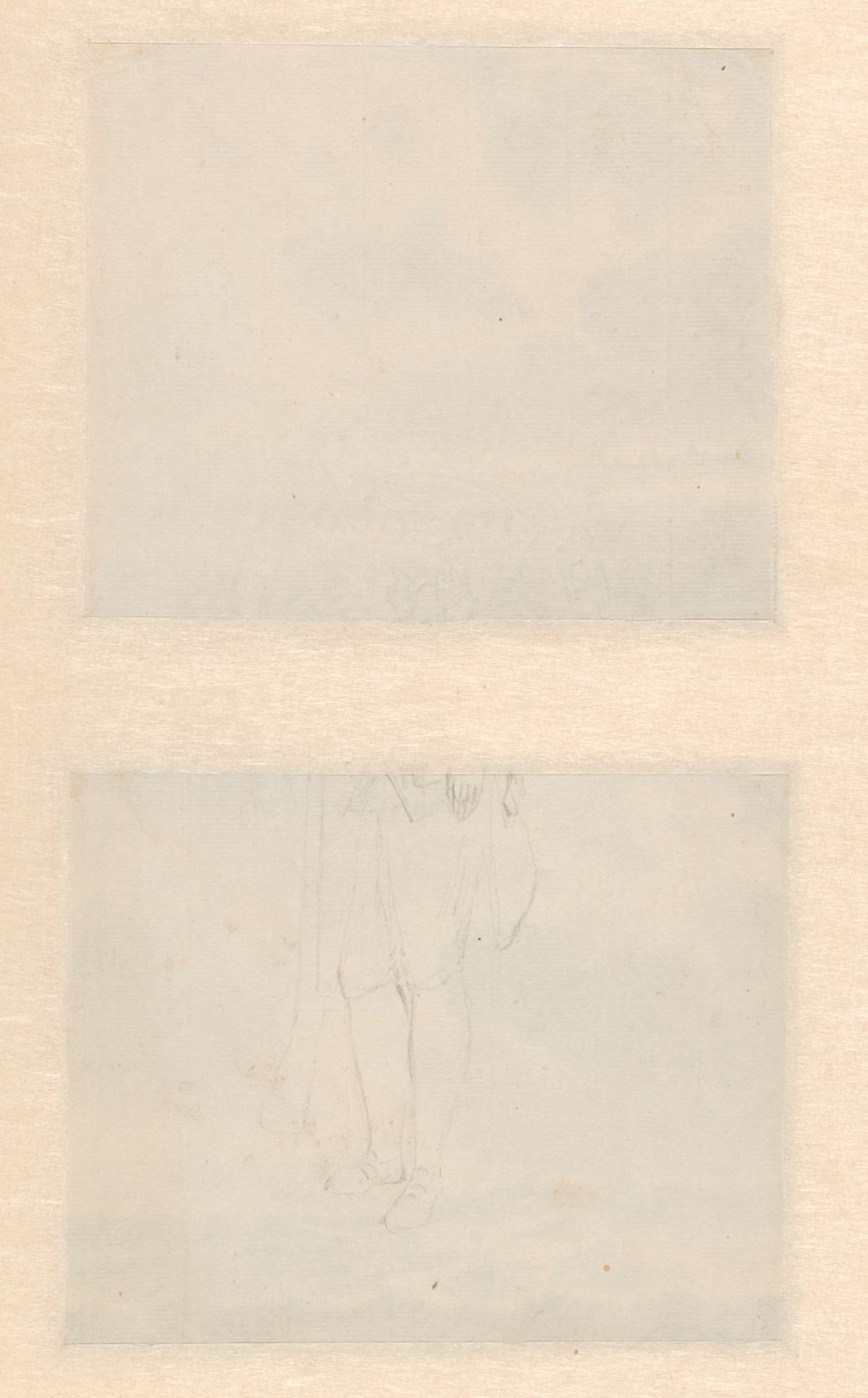 Lower half of a sketch of a standing soldier, Pieter Idserts, 1708 - 1781