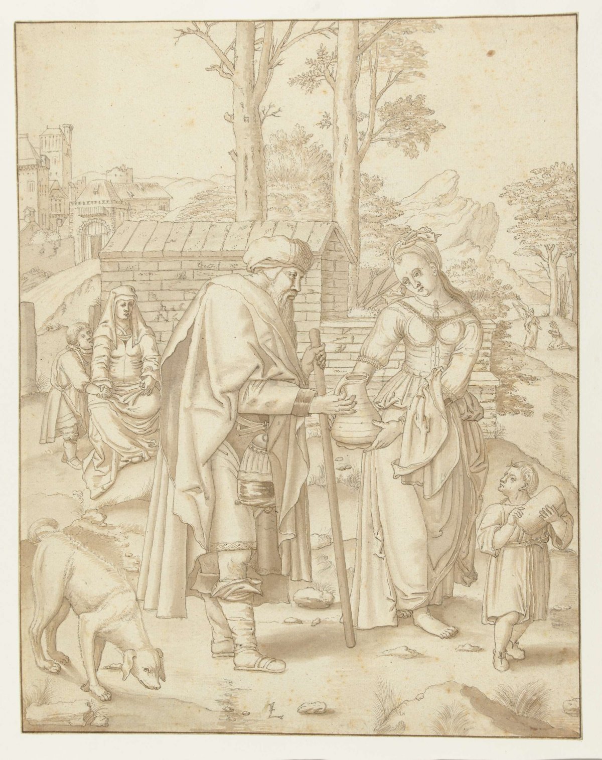 Abraham rejects Hagar and Ishmael, Hendrick Hondius (I), 1583 - 1650