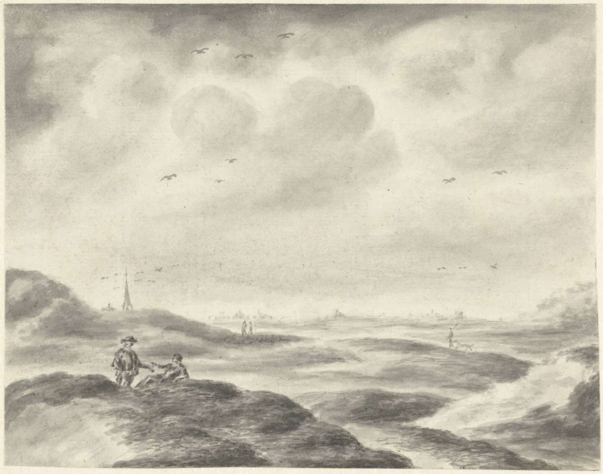 Dune landscape with some figures, Pieter Idserts, 1708 - 1781