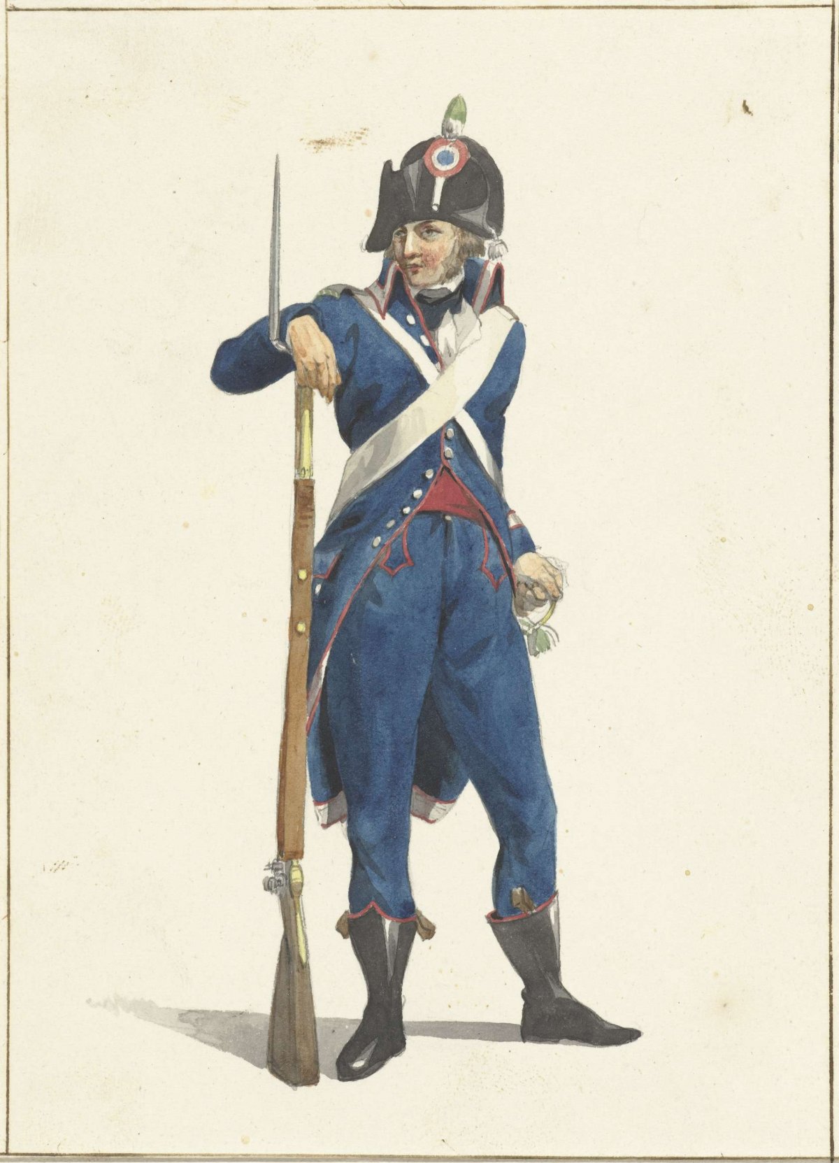 Member of the Rotterdam armed citizen force with a rifle, Dirk Langendijk, 1758 - 1805