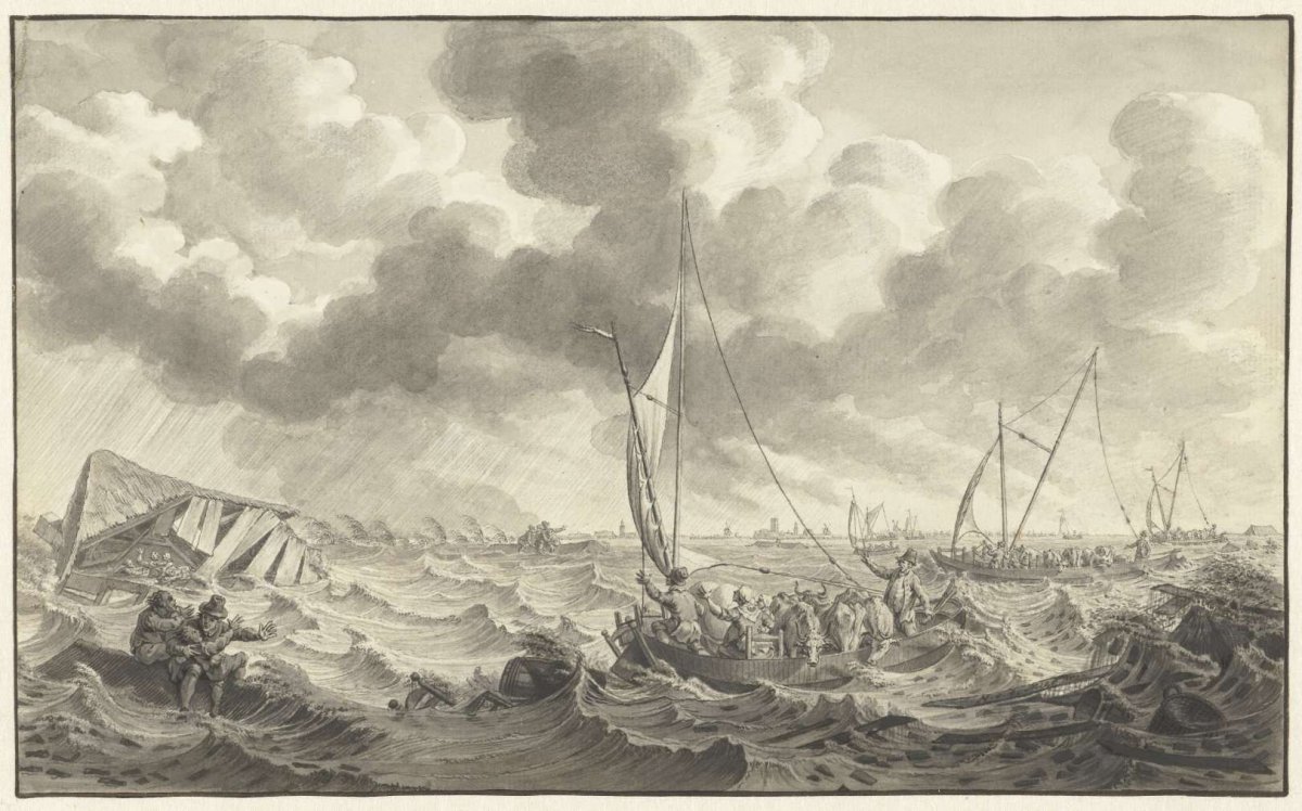 Dike breach near Kampen, 1775, Noach van der Meer (II), 1775 - 1776