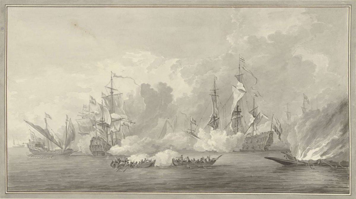 Naval battle, possibly at Kijkduin on Aug. 21, 1673, Nicolaes Muys, 1781