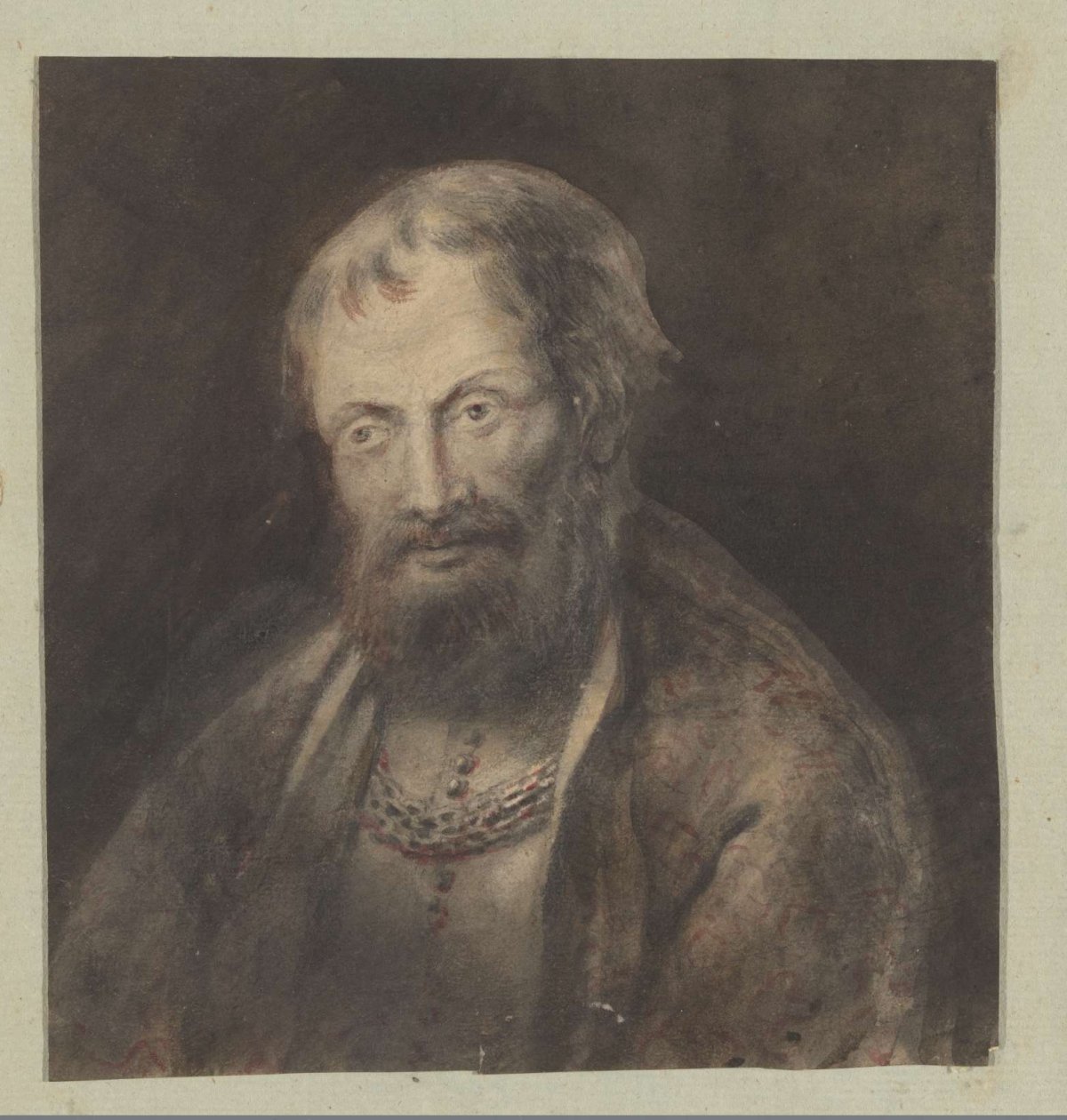 Bust of a man, with necklace, anonymous, 1700 - 1800