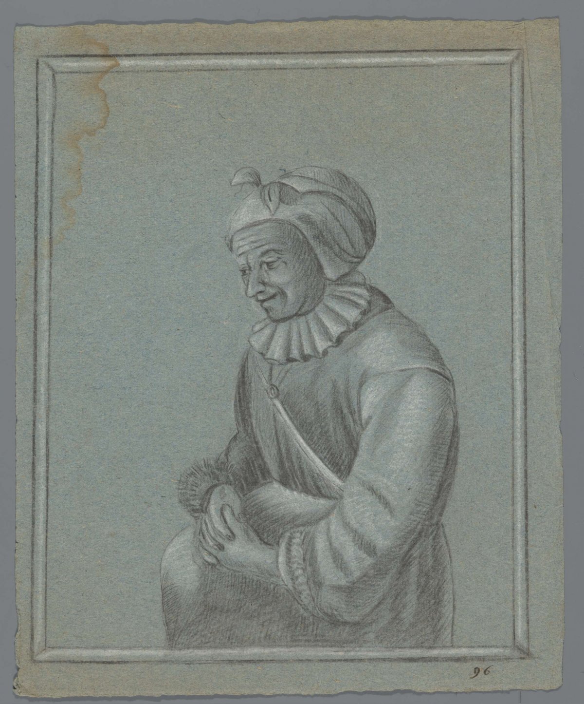 Woman, hands folded in her lap, anonymous, 1700 - 1800