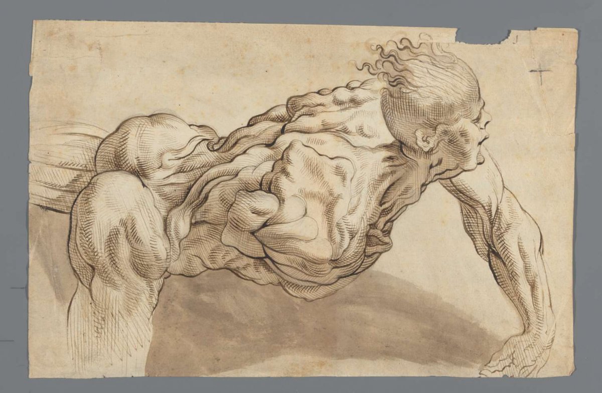 Anatomical study of a standing man, anonymous, 1700 - 1800
