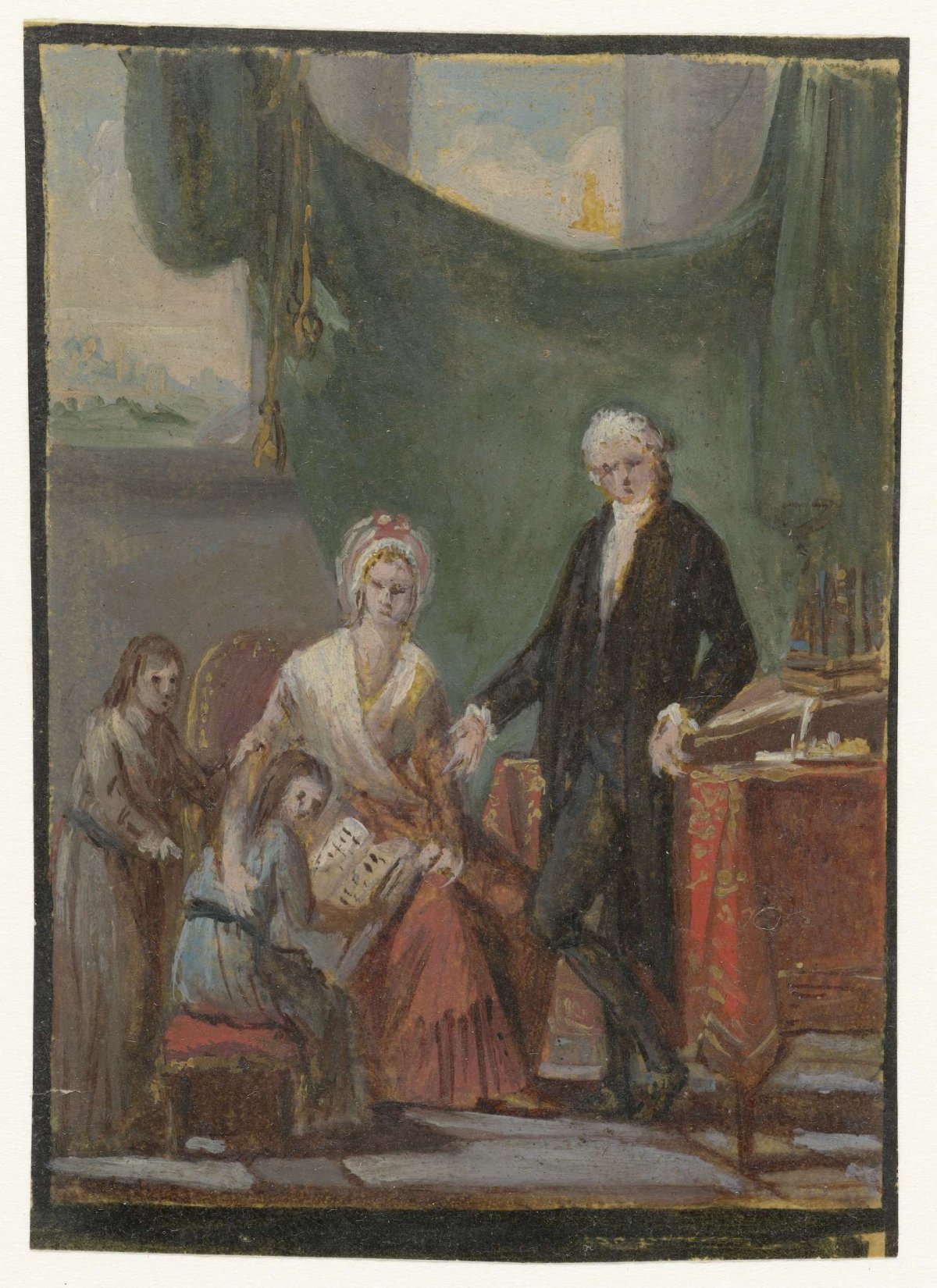 Familiegroep in interieur, anonymous, 1700 - 1800