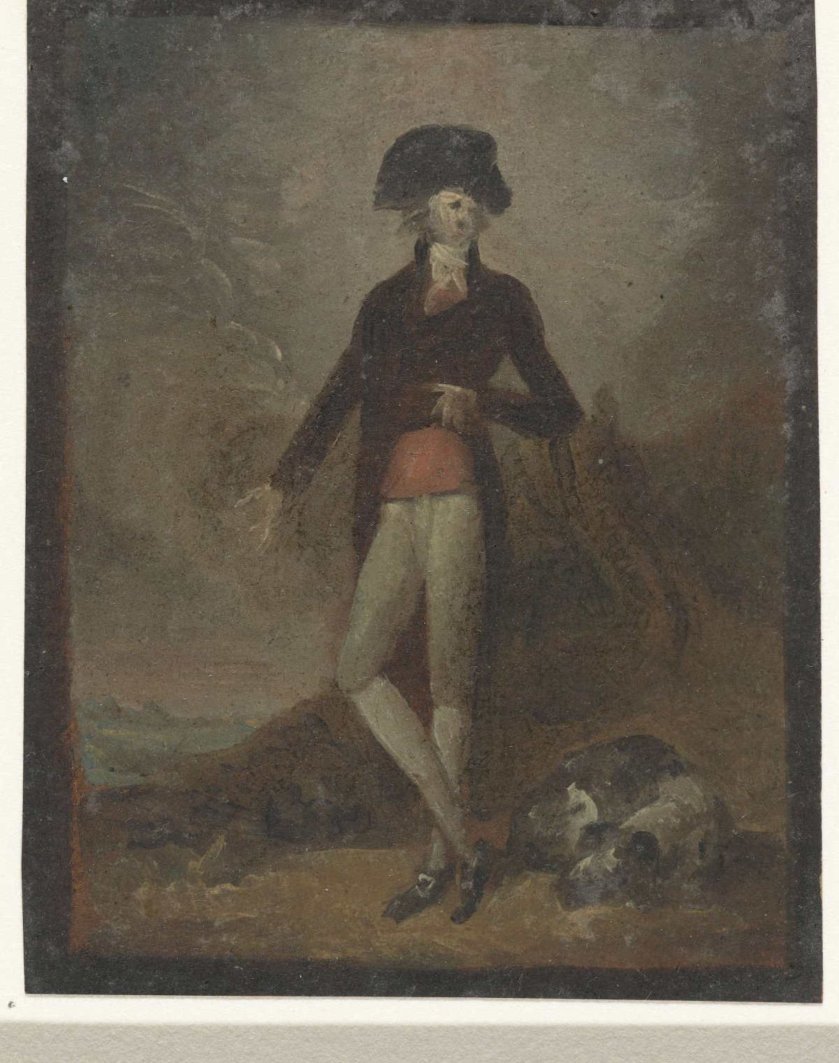 Standing man with dog at his feet, anonymous, 1700 - 1800