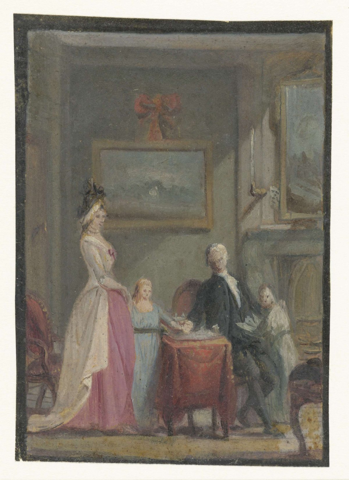 Familiegroep in interieur, anonymous, 1700 - 1800