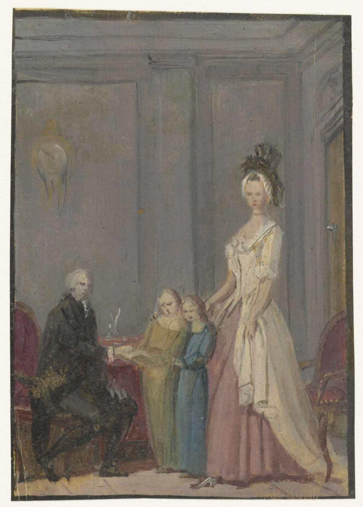 Familiegroep in interieur, anonymous, 1700 - 1800