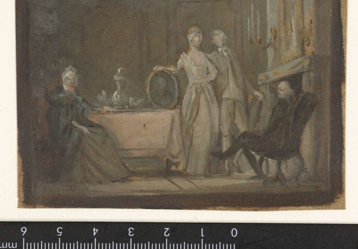 Familiegroep in interieur, anonymous, 1700 - 1800