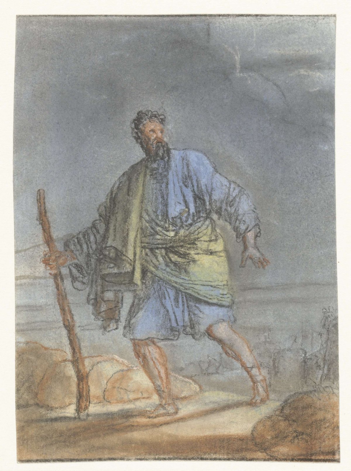 Walking man with cane, anonymous, 1700 - 1800