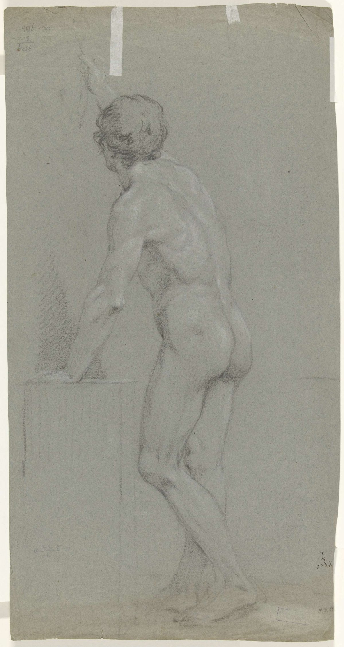 Standing male nude, back facing left, anonymous, 1747