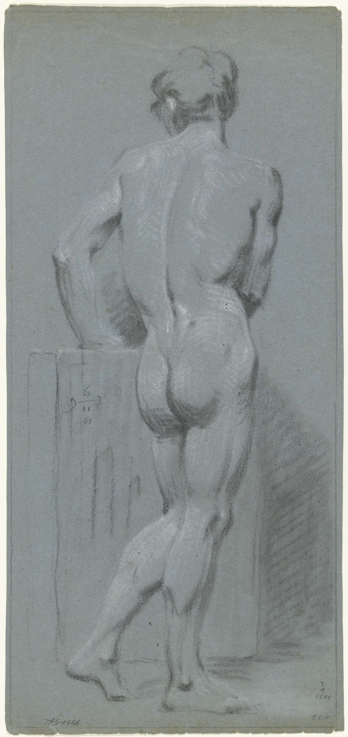 Standing male nude, viewed from the back, slightly to the right, anonymous, 1793