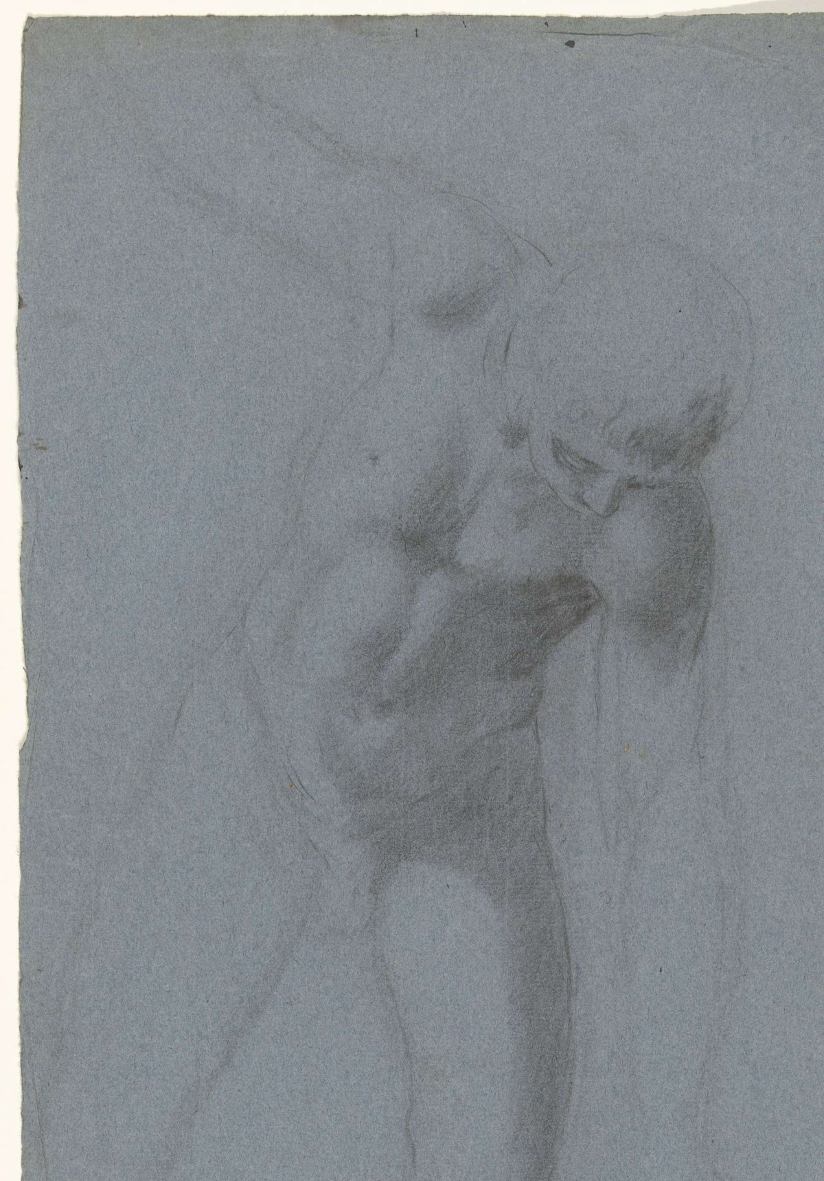 Bending forward male nude, anonymous, 1700 - 1800
