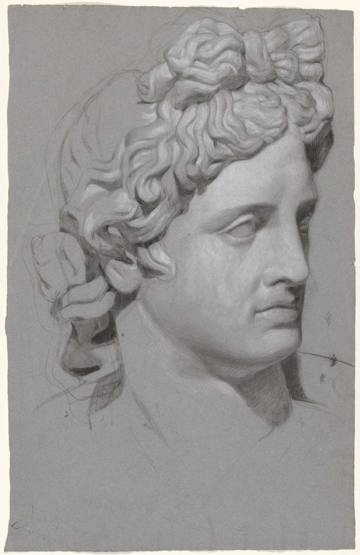 Plaster model of a man's head, anonymous, 1700 - 1800