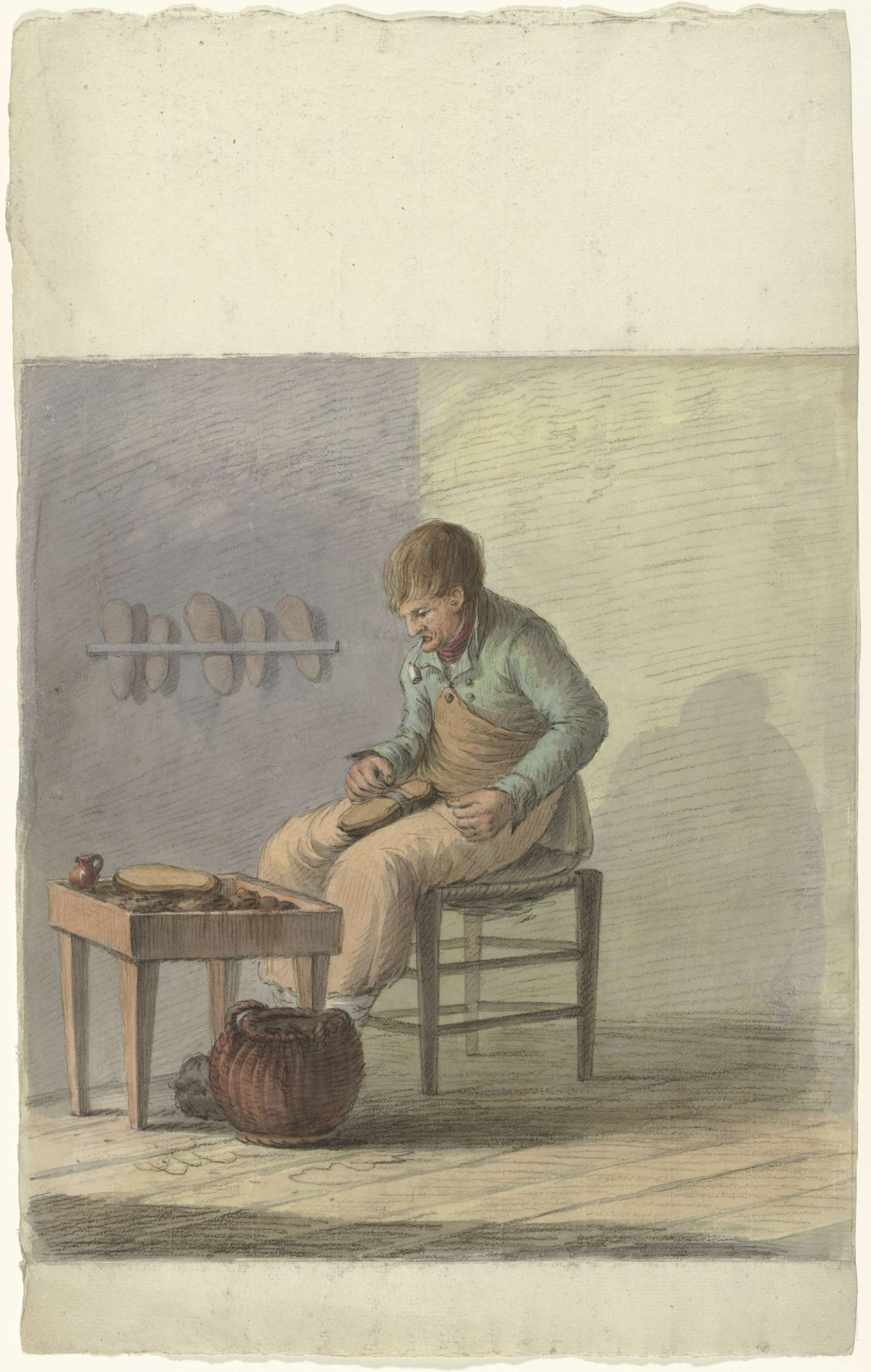 Shoemaker at work, anonymous, 1700 - 1800