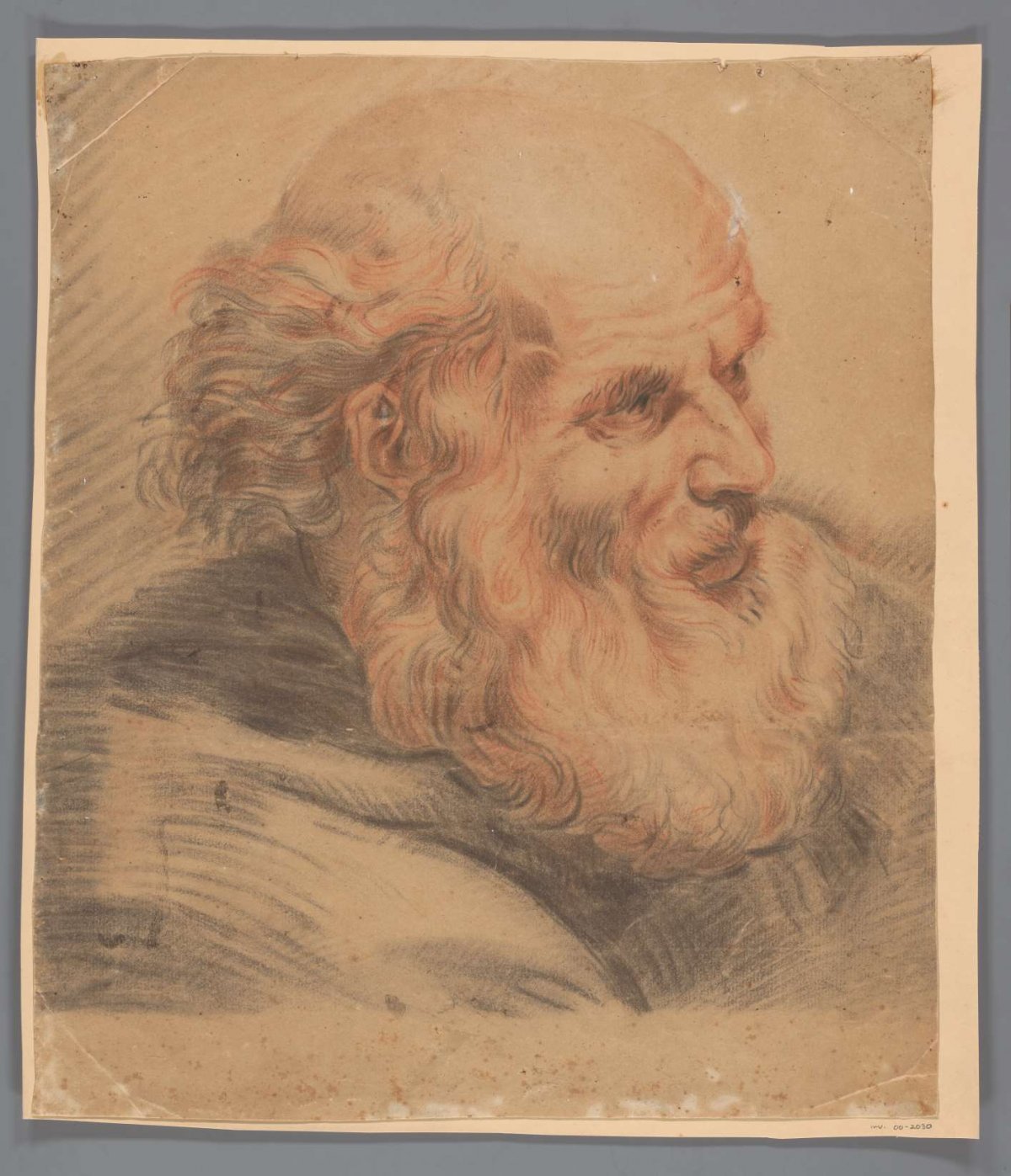Head of a man with beard, anonymous, 1700 - 1799