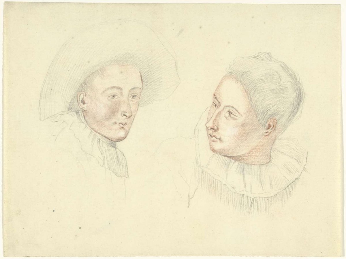 Two men's heads, anonymous, 1700 - 1800