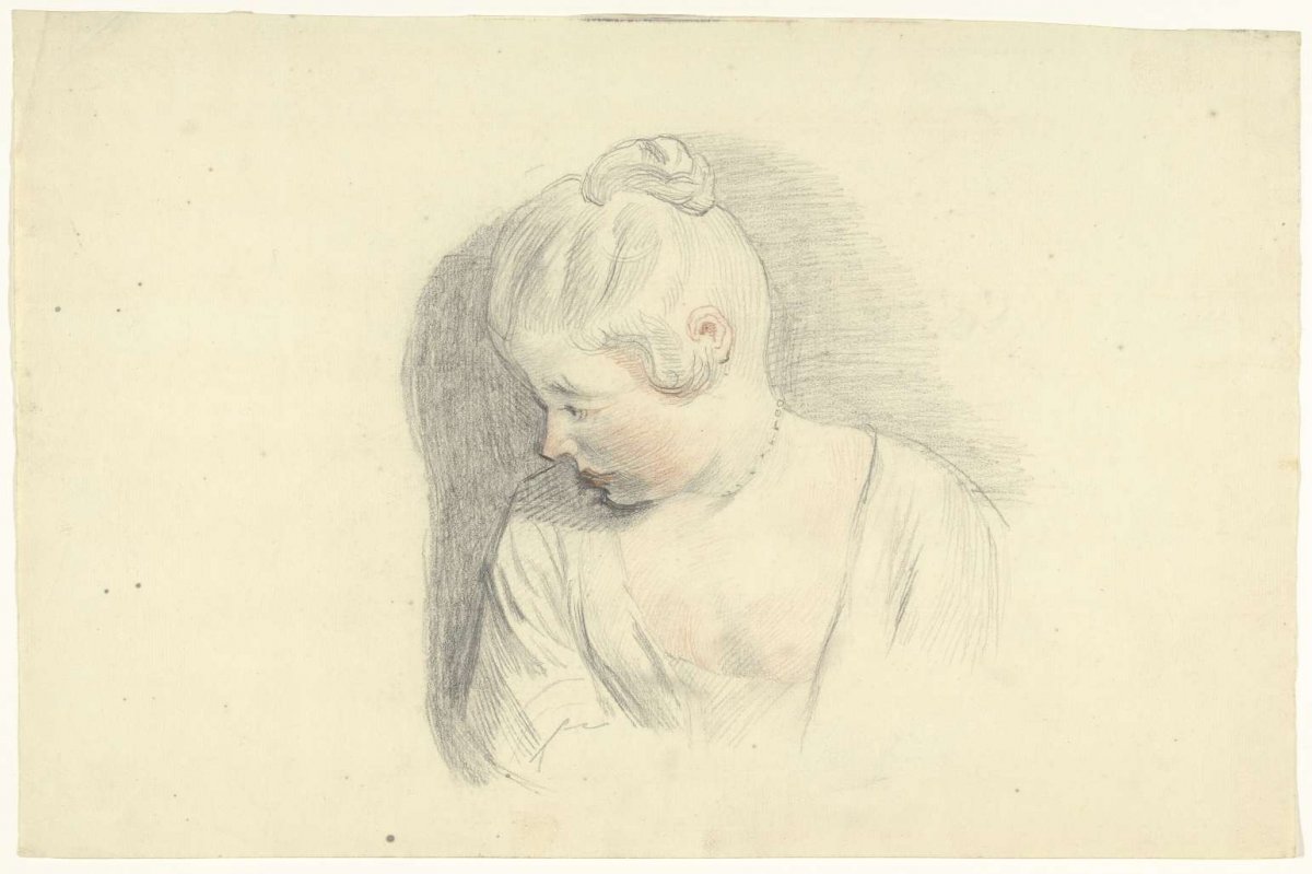 Bust of woman, looking down to the left, anonymous, 1700 - 1800