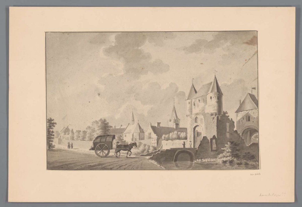 Horse and cart at the Loopoort at Uedem, anonymous, 1713 - in or after 1780