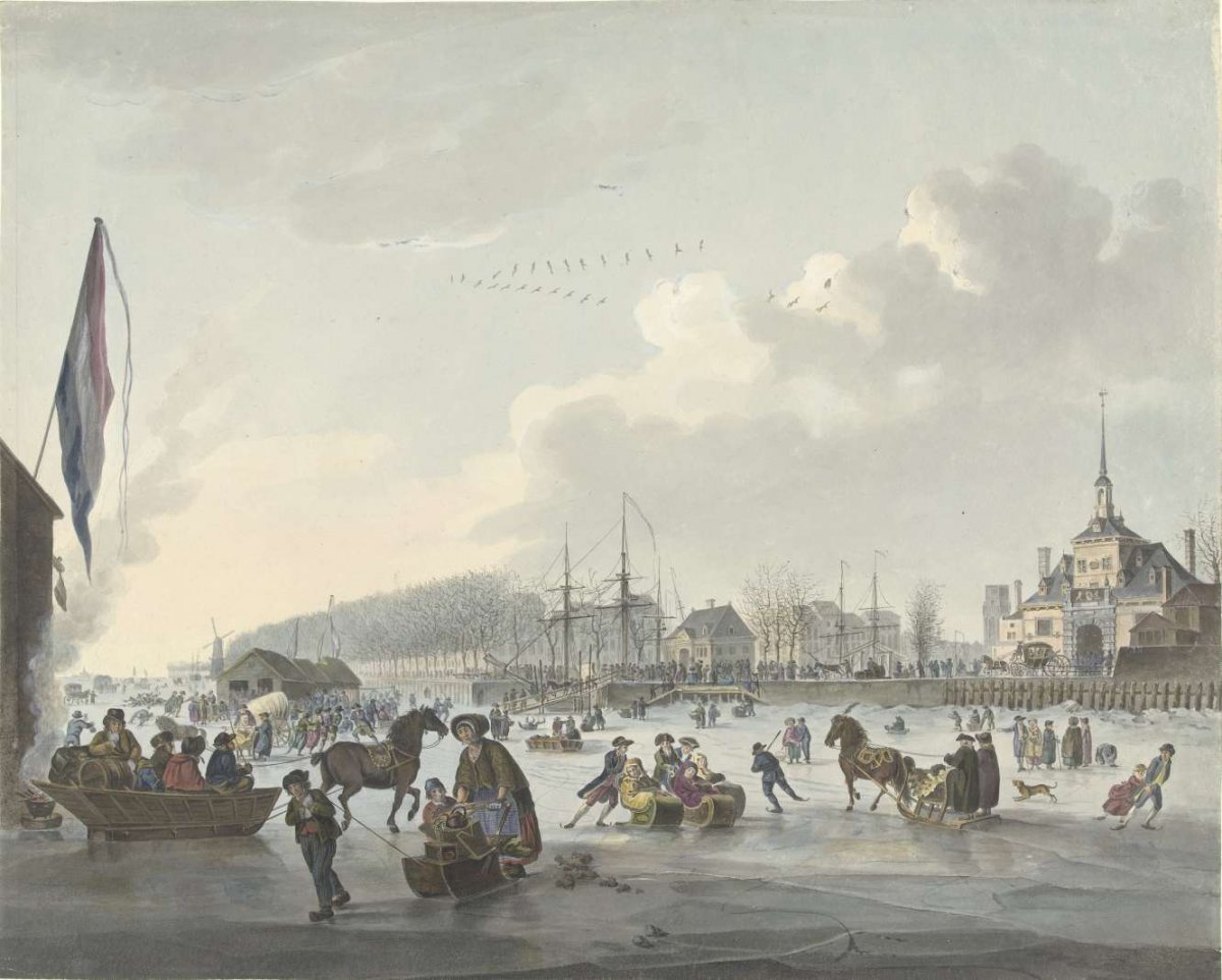 Ice entertainment in front of Rotterdam, ca. 1784, anonymous, 1780 - 1790