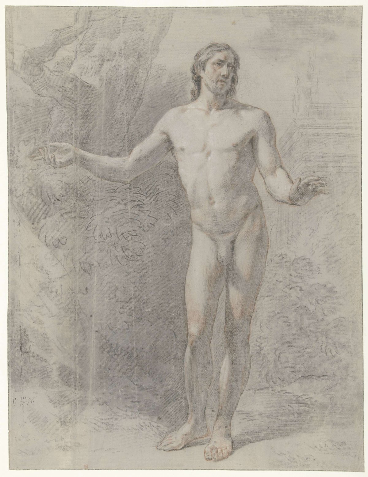 Standing male nude, from the front, Jean Grandjean, 1776