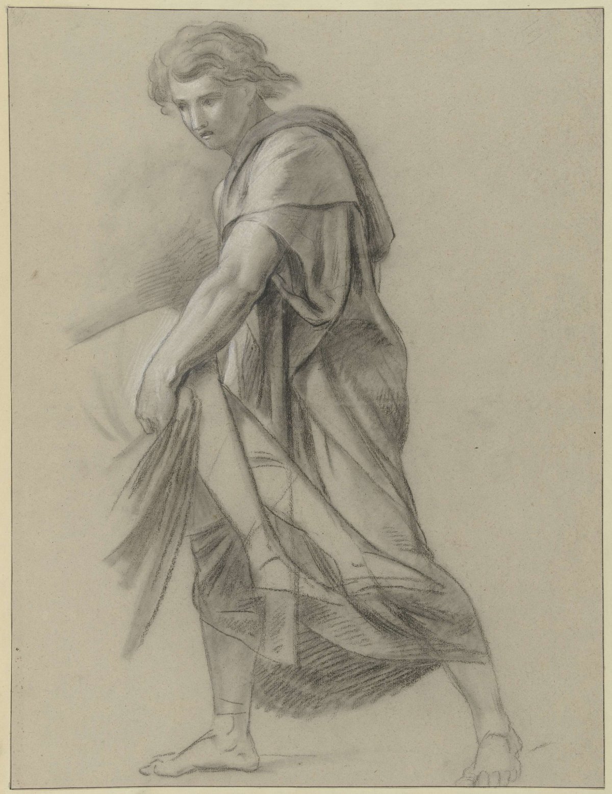 Study of a man helping carry a body away at the foot end, Jean Grandjean, 1765 - 1781